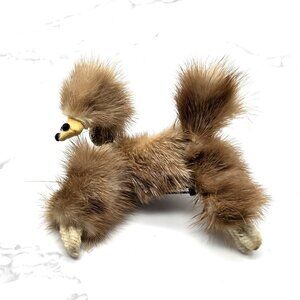 Vintage Mink Style Poodle Dog Pin Brooch 3 in. Mid Century Modern Afghan 1950s